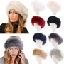 Women Ski Headband Hat Fluffy Winter Warm Ear Flap Faux Fur Cap Fluffy  Warm Flap Cap Ear Headband Russian Style