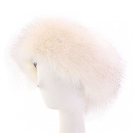 Women Ski Headband Hat Fluffy Winter Warm Ear Flap Faux Fur Cap Fluffy  Warm Flap Cap Ear Headband Russian Style
