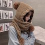 Snood Women's Winter Wool Ball Wool Hat Lovely Warm Scarf Integrated Cap Winter Knitted Hat Scarves New Apparel Hats Caps