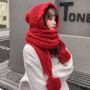 Snood Women's Winter Wool Ball Wool Hat Lovely Warm Scarf Integrated Cap Winter Knitted Hat Scarves New Apparel Hats Caps