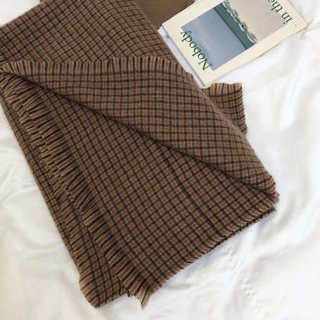 Winter trend dual-use scarf female Korean version wild warmth small plaid imitation cashmere soft big shawl wide scarf