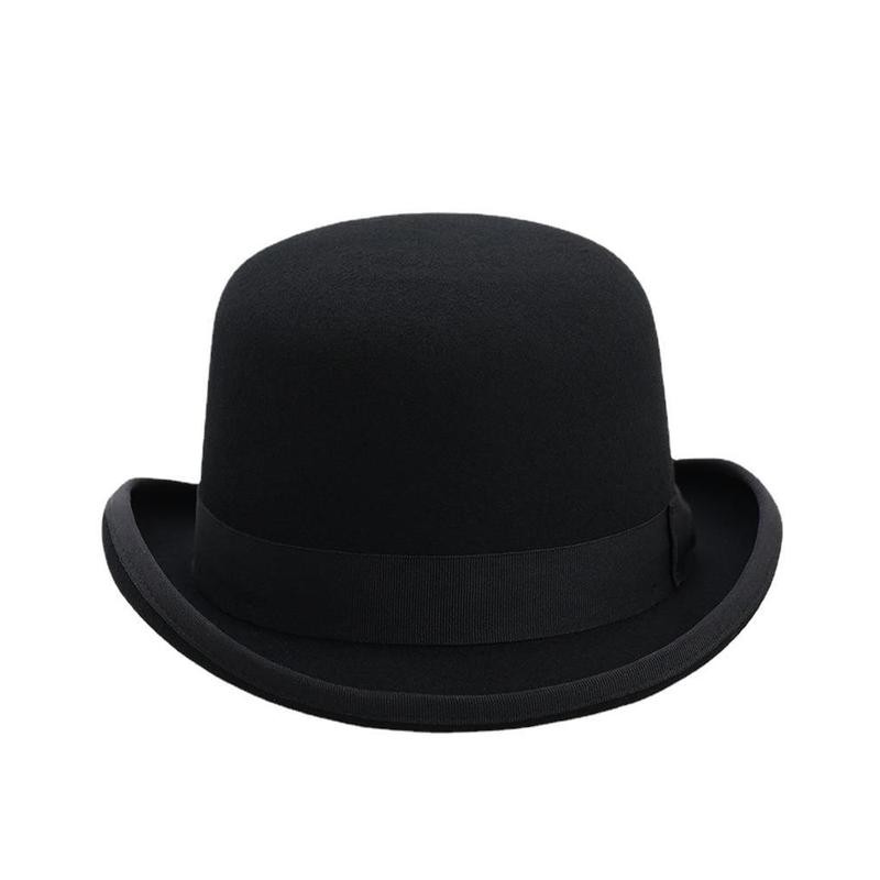 4Size 100 Wool Women Men Bowler Hat Pure Crushable Dome Fedora Hat Traditional Billycock Groom Cap
