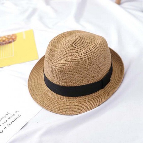 XEONGKVI Korean Pure Color Flanging Parent-child Fedora Hat SpringSummer Straw Hats For Men Boy fashion Women Jazz Cap