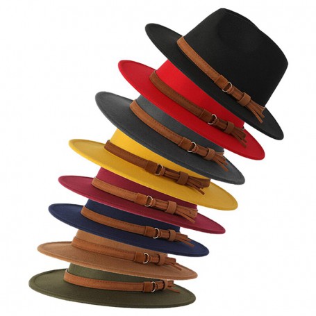 Fedora Hat For Men Band Belt Vintage Church Trilby Panama Hat Wool Felt Wide Brim Hat Women's Jazz Party Fashion Formal Wedding