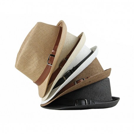 Vintage Summer Straw Hat Cool Men Straw Fedora Panama Hat Paper Retro Hats for Man Solid Fedoras Cap Fedora Men Hat Cap 58-60cm