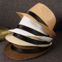 Women Men Fashion Summer Straw Hat Casual Trendy Wide Brim Beach Sun Straw Panama Jazz Hat Cowboy Fedora Hat Gangster Cap