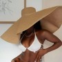 70CM Oversized Fold Fashion Handmade Big Brim Hat Sun Brim Hats Natural Raffia Panama Beach Summer Holiday Headdress Cap