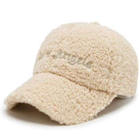 Men Women Teddy Velvet Embroidery Letter SunShade Curved Brim Baseball Cap Winter Sport Sunscreen Plush Warm Adjustable Hat A14