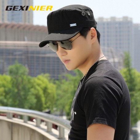 Fashion Flat Top Military Hat Cotton Snapback Cap Men Women Vintage Baseball Caps Dad Hats Adjustable Size 55-59cm