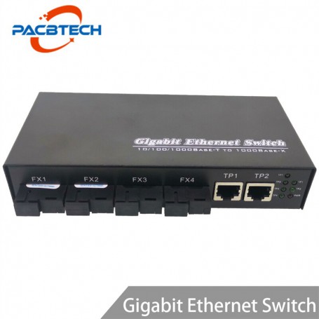 4G2E 1000M Gigabit Ethernet switch Fiber Optical Media Converter Single Mode 4*1.25G Fiber SC 2RJ45 4SC port 2UTP single fiber