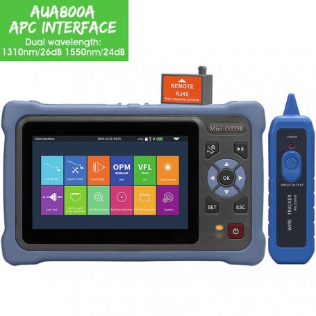 AUA800 NK4000 12-in-1 100KM Mini OTDR 1310/1550nm 26/24dB Fiber Optic Reflectometer Touch Screen VFL OLS OPM RJ45 Cable Tester