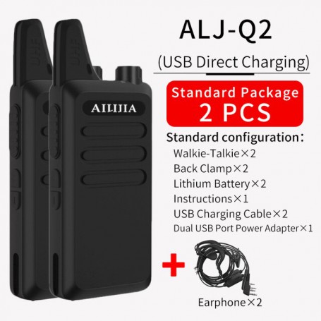Mini Walkie Talkie Ailijia Q2 Portable Two Way Radio Comunicador Long Range Kids Walkie-Talkie for Hotel Business