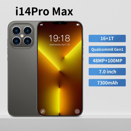 Brand New 14 Pro Max Smartphone 7.0 Inch 16GB + 1TB 10 Core Phone 5G LET Phone HD Screen Face ID Global Version Mobile Phone