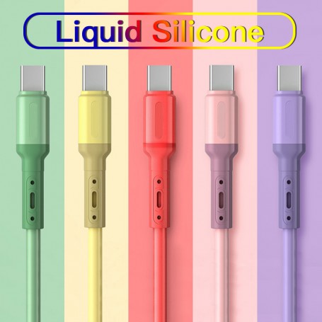 Fast Charging Type C Cable USB C Liquid Soft Silicone Data Cord For Huawei Xiaomi 1/1.5/2M Mobile Phone USB-C Charger Wire