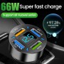 66W USB-A USB-C Car Phone Charger Cigarette Lighter Adapter QC3.0 Fast PD Charge with Degital Display for iphone xiaomi Huawei