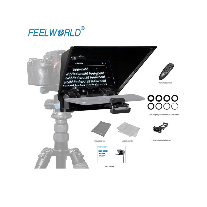 FEELWORLD TP2 Portable Teleprompter DSLR Camera with Remote Control ...