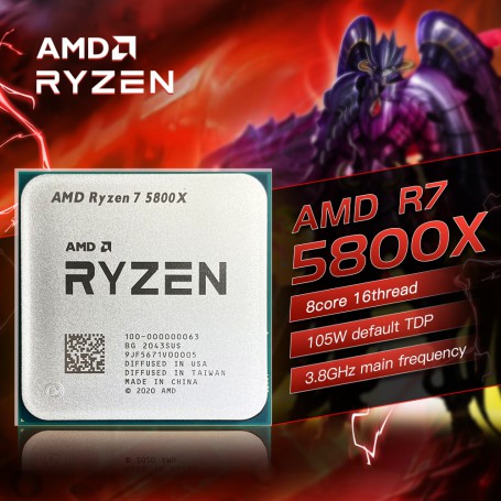 AMD New Ryzen 7 5800X R7 5800X CPU Processor AM4 3.8GHz 8-Cores 16-Thread CPU 100-000000063 Office Desktop Processor Accessories