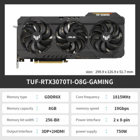 ASUS New Graphics Cards DUAL TUF ATS ROG STRIX RTX 3070 Ti O8G Gaming GDDR6X GPU Video Card placa de vídeo LHR