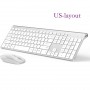 2.4G Rechargeable Wireless Keyboard And Mouse。Ergonomic Full-Size Design。Russian/English/German/French。Laptop/PC/ Windows，Silver