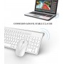 AZERTY French 2.4G Wireless Keyboard Mouse Ergonomic Compatible with IMac Mac PC Laptop Tablet Computer Windows (Silver White)