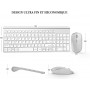 AZERTY French 2.4G Wireless Keyboard Mouse Ergonomic Compatible with IMac Mac PC Laptop Tablet Computer Windows (Silver White)