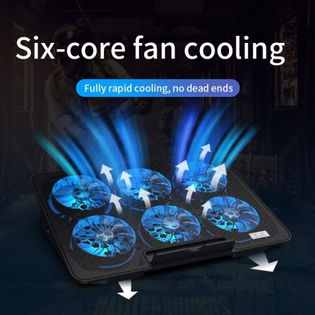 Cooling Base Laptop Cooling Pad Gaming Laptop Stand Cooler Six Fans Two USB Port 2400RPM Adjustable Notebook Stand For Laptop