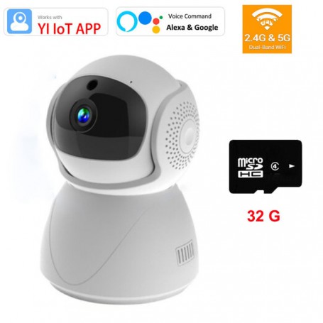 5G 2.4G Dual-Band WiFi Camera 1080P Wireless Auto Tracking PTZ Baby Monitor Camera Alexa Google YIIOT Security Private Mode Cam