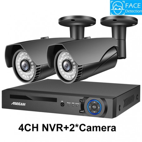 4K 8MP Ai Face Detection Security CCTV Camera System POE NVR Kit Outdoor Home Human Gray Surveillance Camera Xmeye