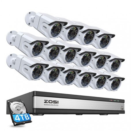 ZOSI 8MP H.265+ 16CH Security Camera System 4K PoE NVR Set IP66 IP Camera Color Night Vision Cctv Video Surveillance System Kit