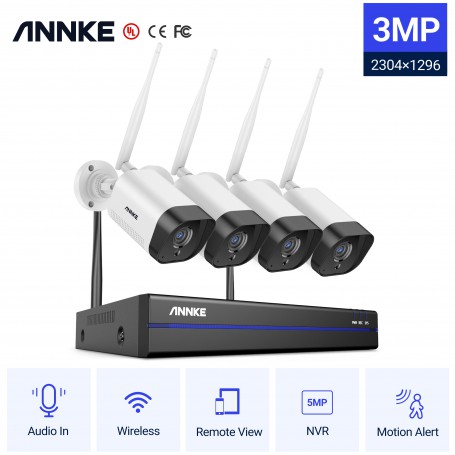 ANNKE 3MP WiFi Video Surveillance System 5MP NVR 4X 3MP Ip Camera Audio Recording Security Cameras AI Detection CCTV Cameras Kit