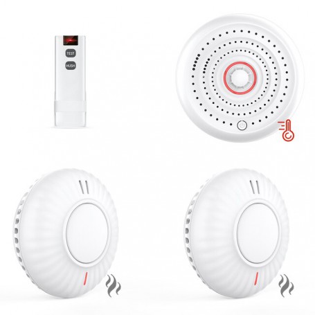 CPVAN Interconnect Smoke Detector and Heat Alarm with Remote 10 Years Life Wireless Interlink Fire Sensor System EN 14604