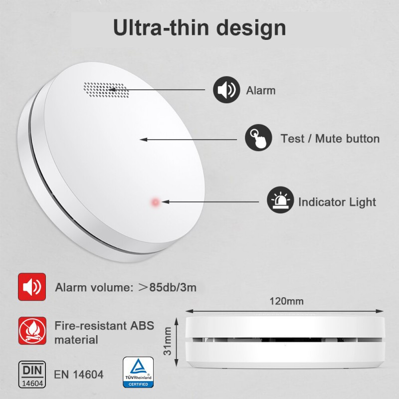 CPVAN Interconnected Smoke Detector Wireless 433MHz Interlink Fire ...