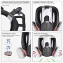 SJL 7 In 1 6800 Industrial Painting Spraying Respirator Gas Mask 2 In 1 Suit Safety Work Filter Dust Full Face Mask Replace 3M