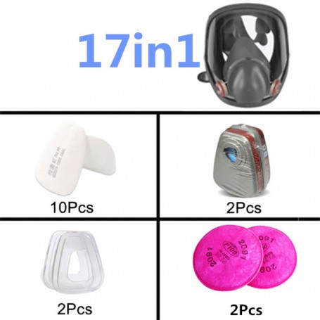 SJL 7 In 1 6800 Industrial Painting Spraying Respirator Gas Mask 2 In 1 Suit Safety Work Filter Dust Full Face Mask Replace 3M