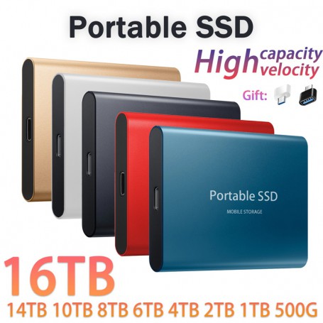 Portable SSD External Hard Drive Type-C USB 3.1 for Laptop Desktop SSD Portable Flash Memory Mobile Solid State Drive