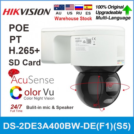 Hikvision 4MP ColorVu Network Speed Dome PT 4mm DS-2DE3A400BW-DE(F1)(S5) Poe SD Card Bulit-in MIc & Speaker Face Capture Camera