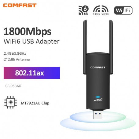 COMFAST CF-953AX 1800Mbps WiFi6 USB Adapter 2.4G & 5G High Speed Wireless Network Card USB3.0 WiFi 6 Dongle For Win10/11