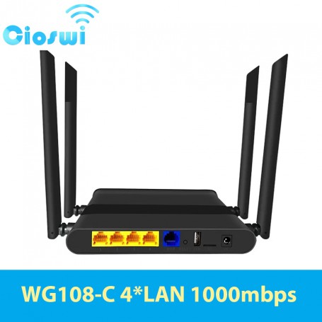 Cioswi Wifi Router 1200Mbps Dual Band Openwrt Firewall MT7621A 800MHz 4-LAN High Gain 4*5dbi Antennas for Home Office Hotspot
