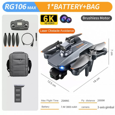 RG106 MAX GPS Drone 6K Professional Dual HD Camera with 3-Axis Gimbal FPV Obstacle Avoidance Brushless Foldable Quadcopter Toys