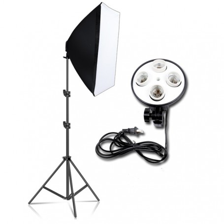 SH Photography Softbox Lighting Kit Four Lamp Softbox Kit 50x70CM Soft Box Equipment E27 Base For Photo Studio Kit Shooting