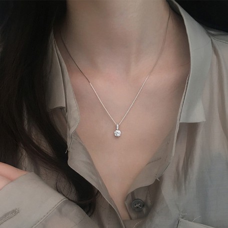 925 Sterling Silver Geometric Drop Necklace Clavicle Chain Women Fashion Jewelry Shine Zircon Pendant