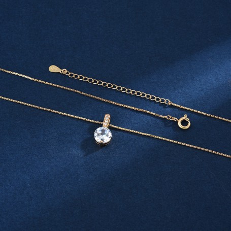 925 Sterling Silver Geometric Drop Necklace Clavicle Chain Women Fashion Jewelry Shine Zircon Pendant