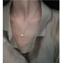 925 Sterling Silver Geometric Drop Necklace Clavicle Chain Women Fashion Jewelry Shine Zircon Pendant