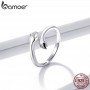 bamoer 925 Sterling Silver Hug Warmth and Love Hand Adjustable Ring for Women Party Jewelry, His Big Loving Hugs Ring BSR176