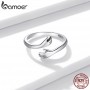 bamoer 925 Sterling Silver Hug Warmth and Love Hand Adjustable Ring for Women Party Jewelry, His Big Loving Hugs Ring BSR176