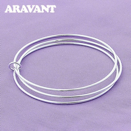 925 Silver Multi Circle Charm Bracelet Bangles For Women Men Silver Jewelry