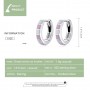 BAMOER 925 Sterling Silver Simple Check Fashion Ear Buckles for Women Light Pink & White Color Hoop Earrings Fine Jewelry Gift