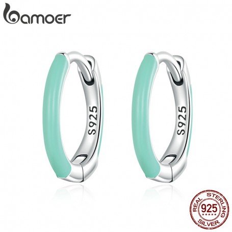 Bamoer 925 Sterling Silver Simple Bohemian Style Ear Buckles for Women Fine Jewelry Beach Party Hoop Earrings Summer Accessories