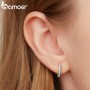 Bamoer 925 Sterling Silver Simple Bohemian Style Ear Buckles for Women Fine Jewelry Beach Party Hoop Earrings Summer Accessories