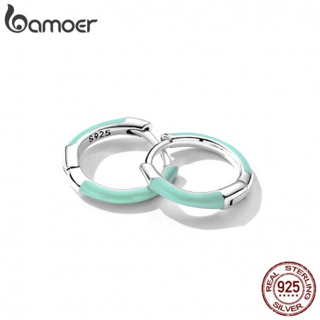Bamoer 925 Sterling Silver Simple Bohemian Style Ear Buckles for Women Fine Jewelry Beach Party Hoop Earrings Summer Accessories